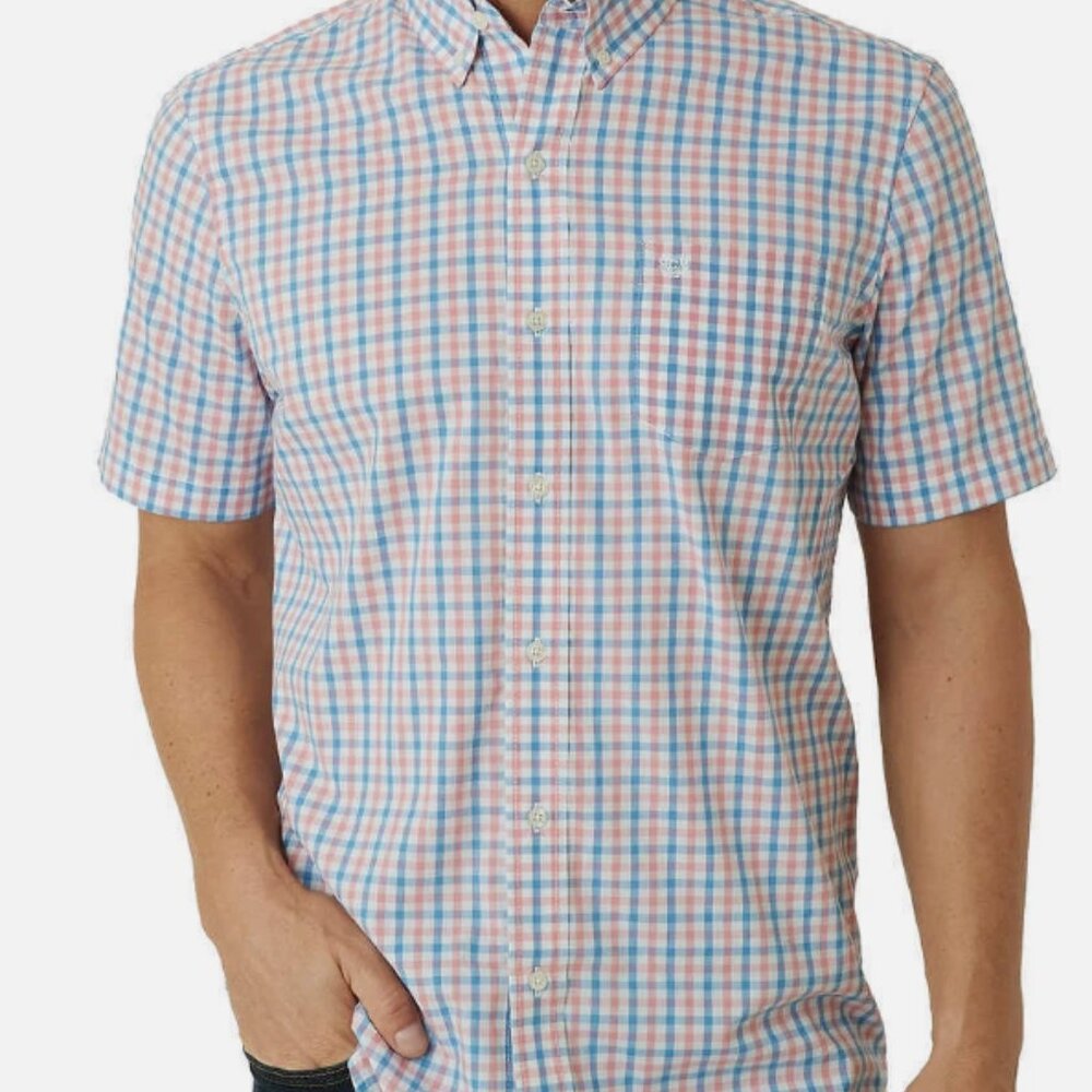 Chaps Men’s Short Sleeve Woven Shirt, Classic Fit, Lightweight, Large